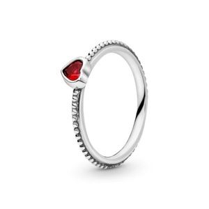 PANDORA ‘One Love’ Genuine Red Synthetic Ruby Heart Ring sz.5